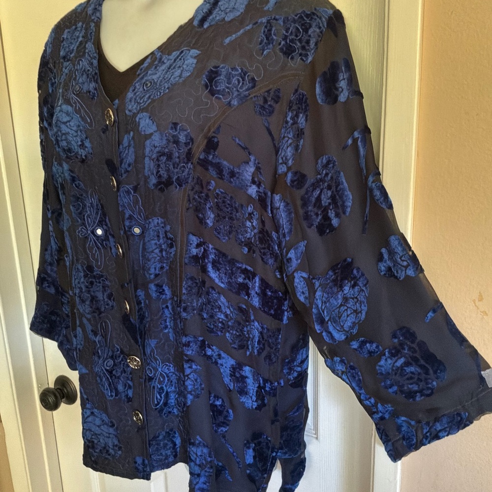 burnout velvet silk  embroidery jacket